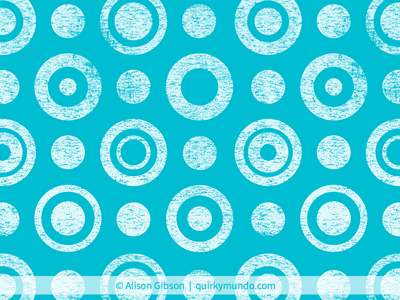 Lino textured concentric circle pattern design in blue and white